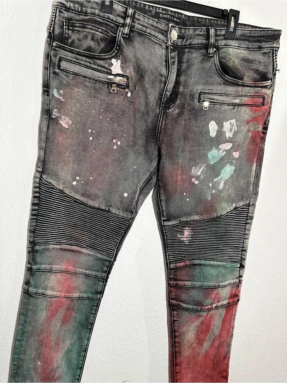 Embellish Men's Moto Spray Paint Skinny Jeans Size 38 - 32